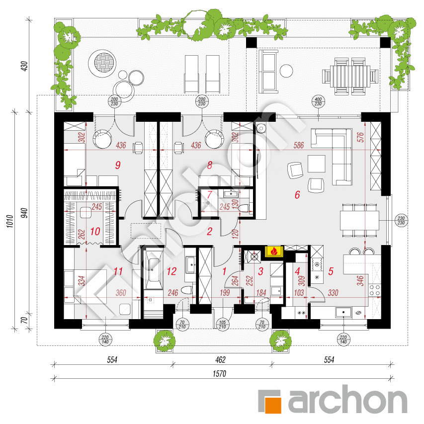 gotowy projekt Dom w kostrzewach 10 (A) rzut parteru