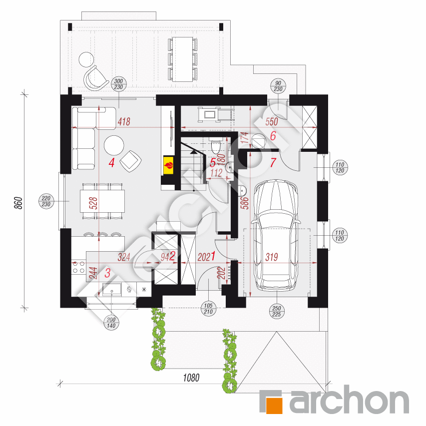 gotowy projekt Dom w lucernie 10 (T) rzut parteru