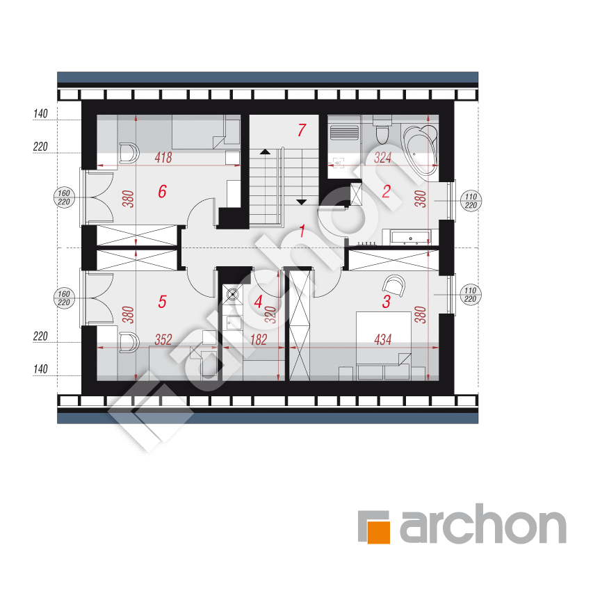 gotowy projekt Dom w lucernie 10 (T) rzut poddasza