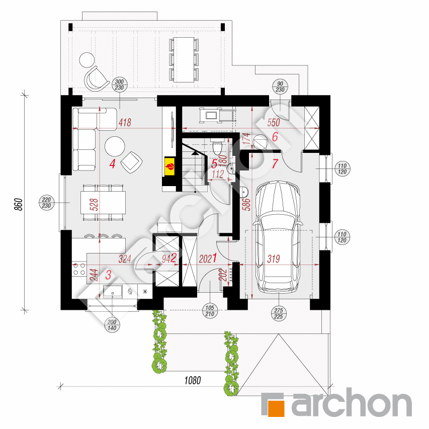 gotowy projekt Dom w lucernie 10 (T) rzut parteru