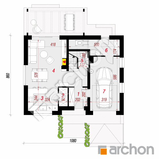 gotowy projekt Dom w lucernie 10 (T) rzut parteru
