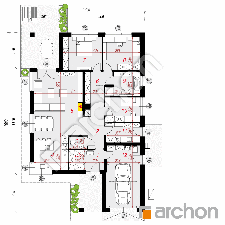 gotowy projekt Dom w renklodach 2 (E) OZE rzut parteru