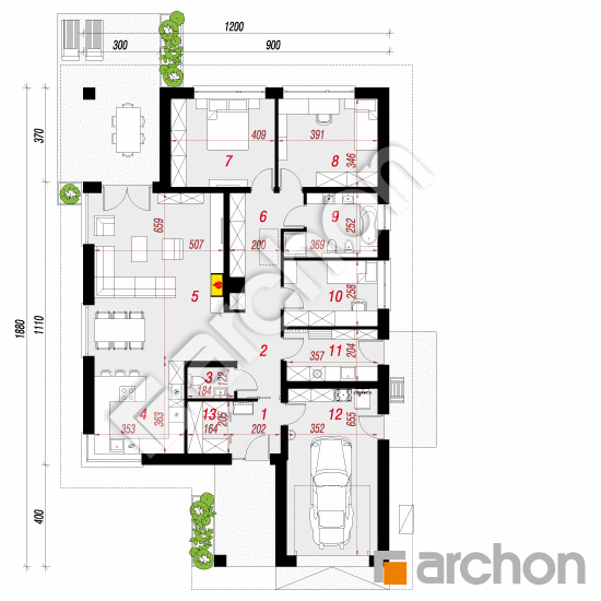 gotowy projekt Dom w renklodach 2 (E) OZE rzut parteru