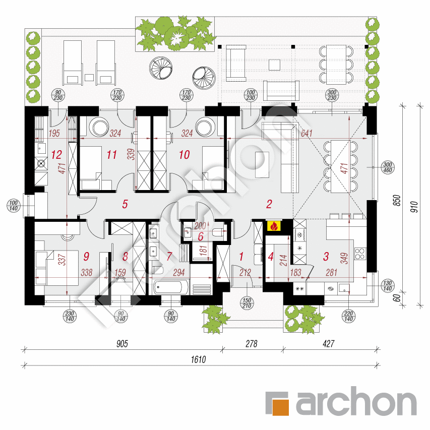 gotowy projekt Dom w goldstarach 2 rzut parteru