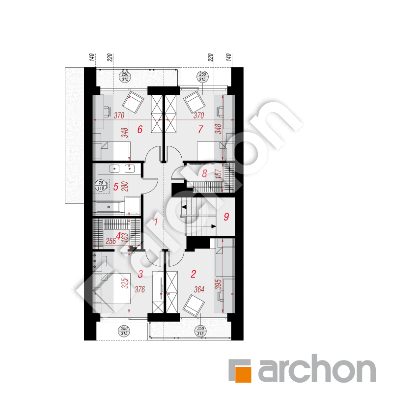 gotowy projekt Dom w szyszkowcach 11 (E) rzut poddasza