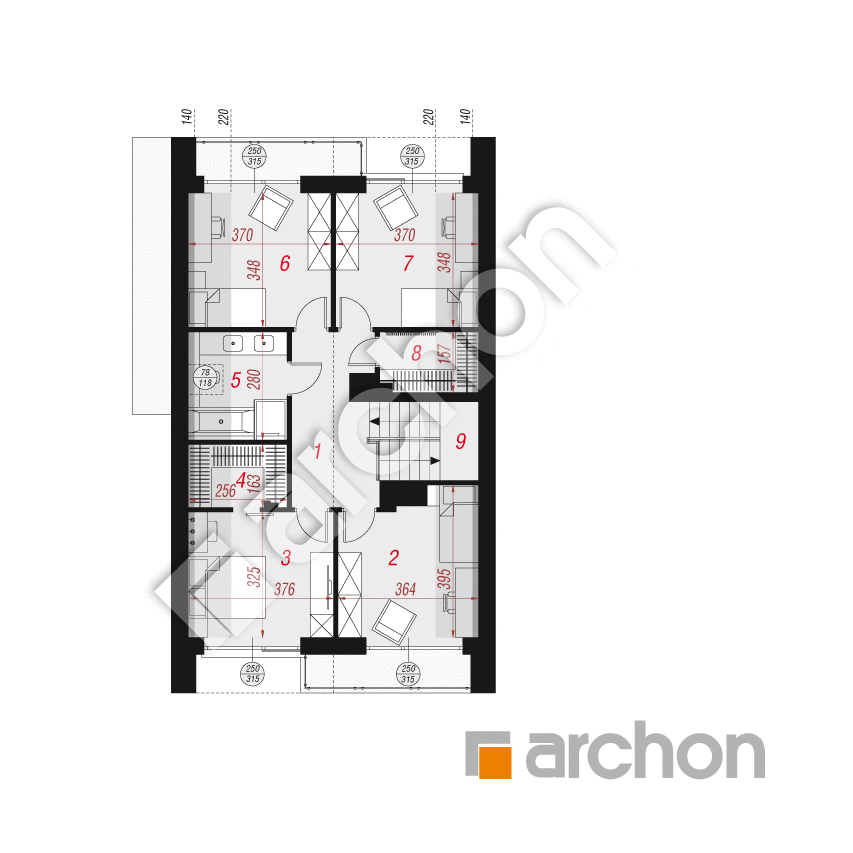 gotowy projekt Dom w szyszkowcach 11 (E) rzut poddasza