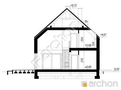 gotowy projekt Dom w jaskrzynach 2 (E) przekroj budynku