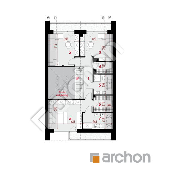 gotowy projekt Dom w jaskrzynach 2 (E) rzut poddasza