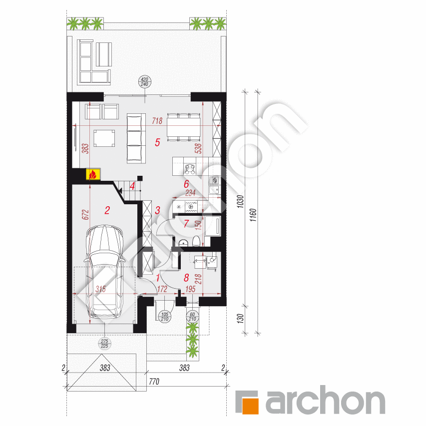 gotowy projekt Dom w klematisach 28 (S) rzut parteru