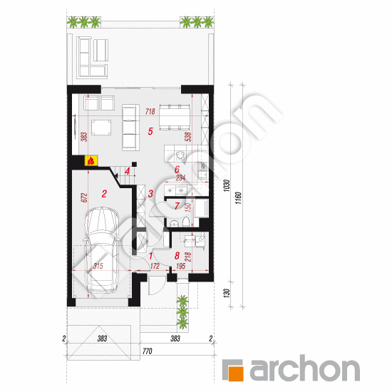gotowy projekt Dom w klematisach 28 (S) rzut parteru
