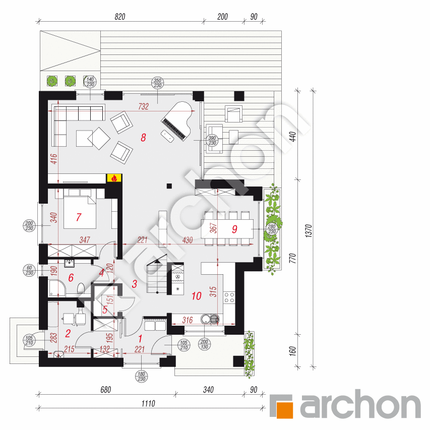 gotowy projekt Dom w brzozach rzut parteru