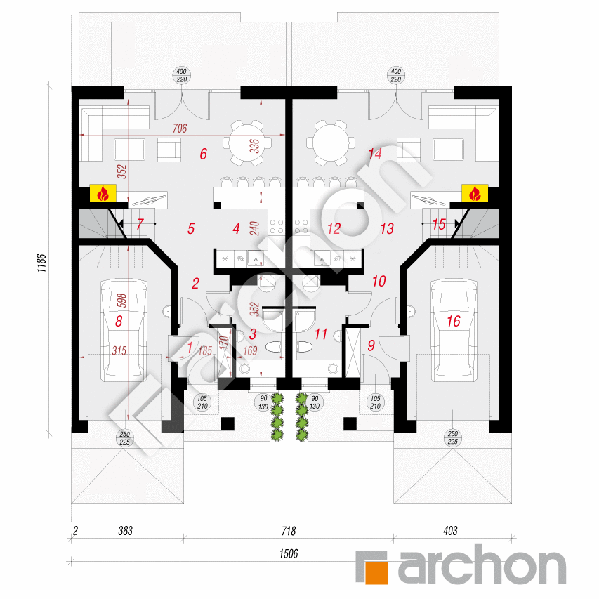 gotowy projekt Dom w klematisach 9 (R2BTA) rzut parteru