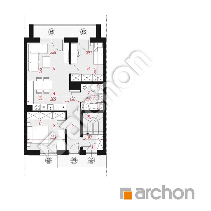 gotowy projekt Dom przy trakcie 2 (R2SA) rzut poddasza