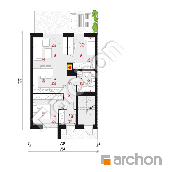 gotowy projekt Dom przy trakcie 2 (R2SA) rzut parteru