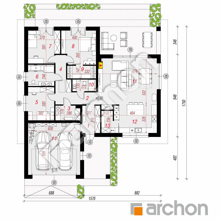 gotowy projekt Dom w macierzankach 7 (G2E) rzut parteru
