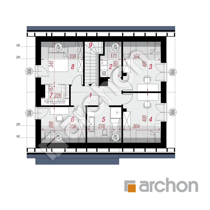gotowy projekt Dom w borówkach 5 (E) OZE rzut poddasza