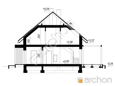 gotowy projekt Dom w borówkach 5 (E) OZE przekroj budynku