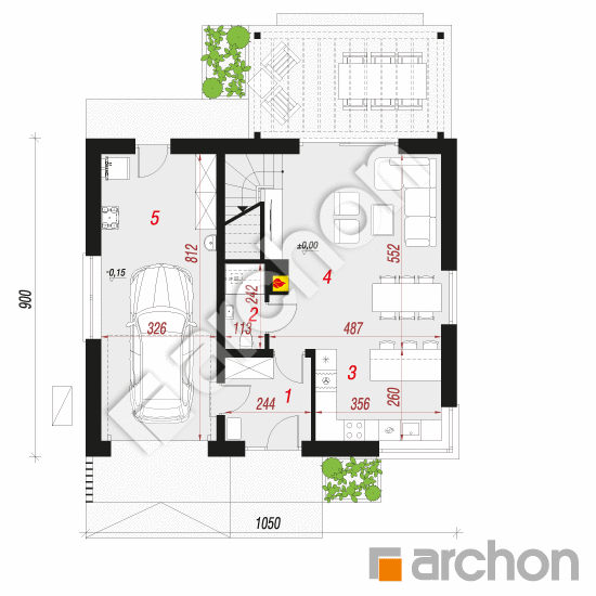 gotowy projekt Dom w borówkach 5 (E) OZE rzut parteru