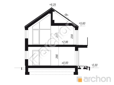 gotowy projekt Dom w halezjach 7 (R2) przekroj budynku