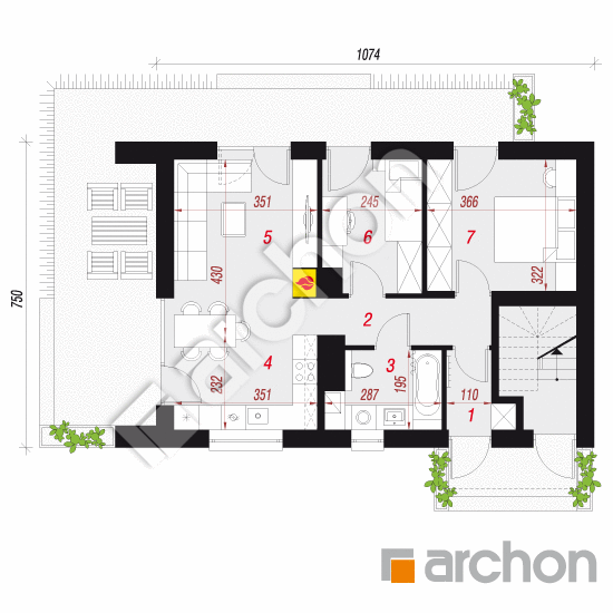 gotowy projekt Dom w halezjach 7 (R2) rzut parteru