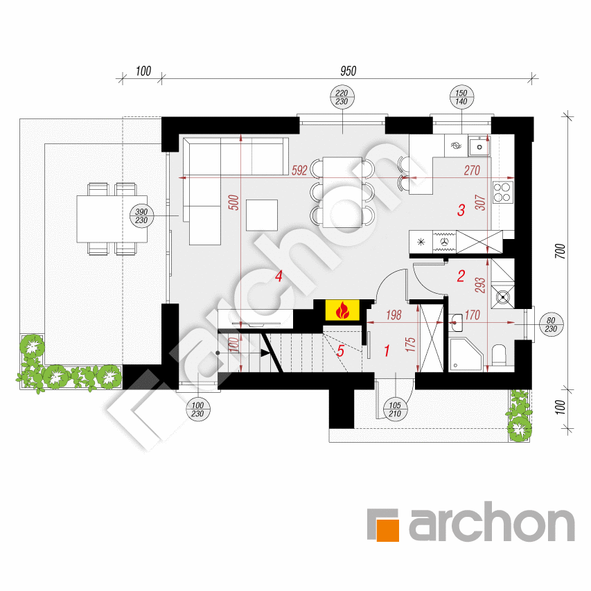 gotowy projekt Dom w ketmiach 3 rzut parteru