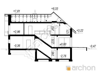 gotowy projekt Dom w orliczkach (G2P) przekroj budynku