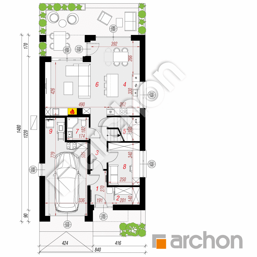 gotowy projekt Dom w arbuzach 3 (GE) OZE rzut parteru