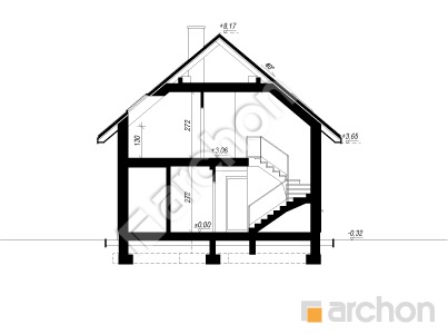 gotowy projekt Dom w arbuzach 3 (GE) OZE przekroj budynku