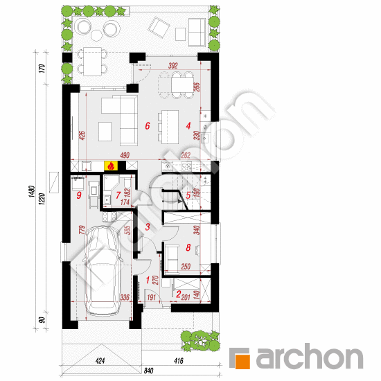 gotowy projekt Dom w arbuzach 3 (GE) OZE rzut parteru