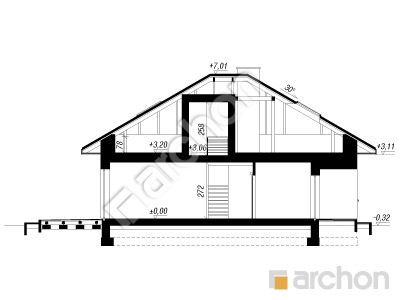 gotowy projekt Dom w przebiśniegach 30 przekroj budynku