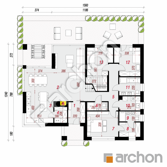gotowy projekt Dom w przebiśniegach 30 rzut parteru