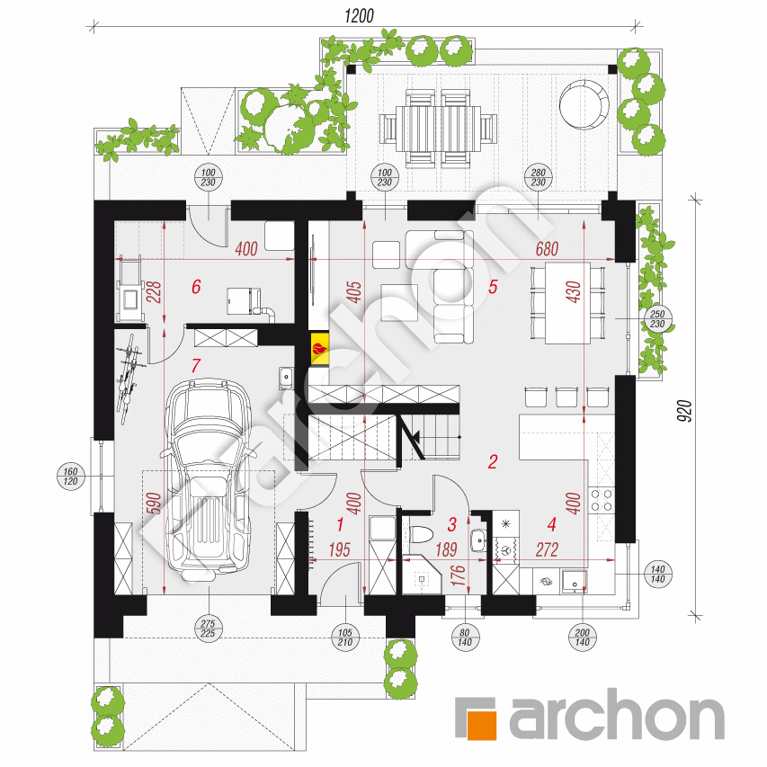 gotowy projekt Dom w aurorach 26 (G) rzut parteru