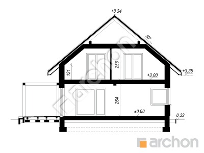 gotowy projekt Dom w aurorach 26 (G) przekroj budynku