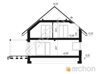 gotowy projekt Dom w aurorach 26 (G) przekroj budynku