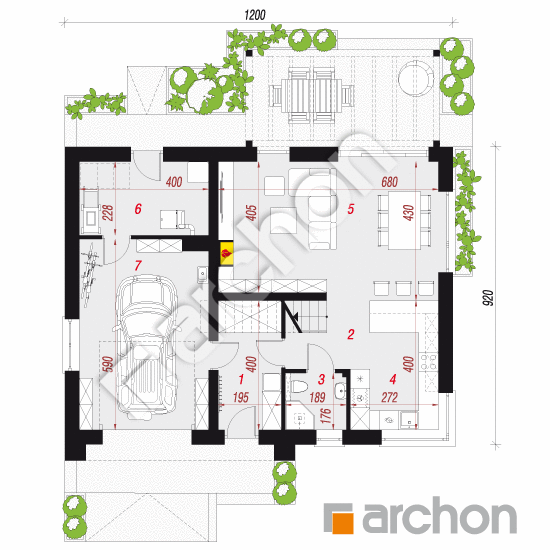 gotowy projekt Dom w aurorach 26 (G) rzut parteru