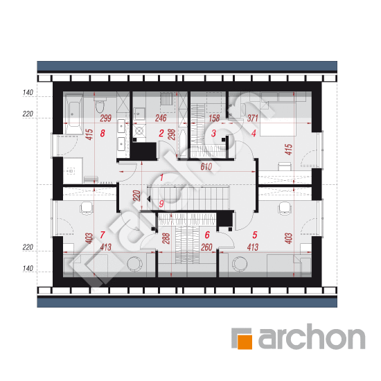 gotowy projekt Dom w aurorach 26 (G) rzut poddasza
