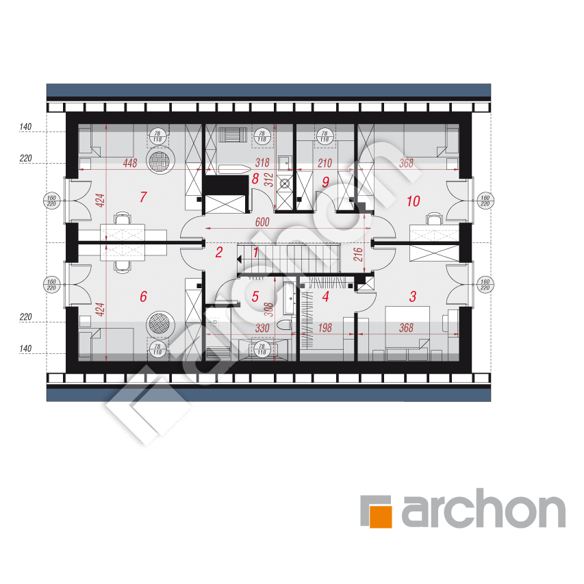 gotowy projekt Dom w aurorach 14 (G2E) rzut poddasza