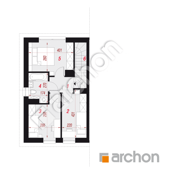 gotowy projekt Dom w bylicach 6 (B) rzut poddasza