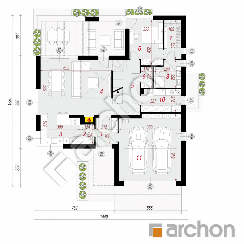 gotowy projekt Dom w przebiśniegach 11 (G2) rzut parteru