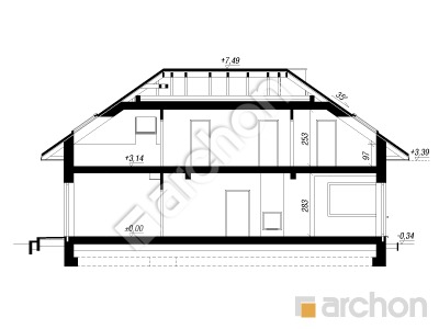 gotowy projekt Dom w przebiśniegach 11 (G2) przekroj budynku