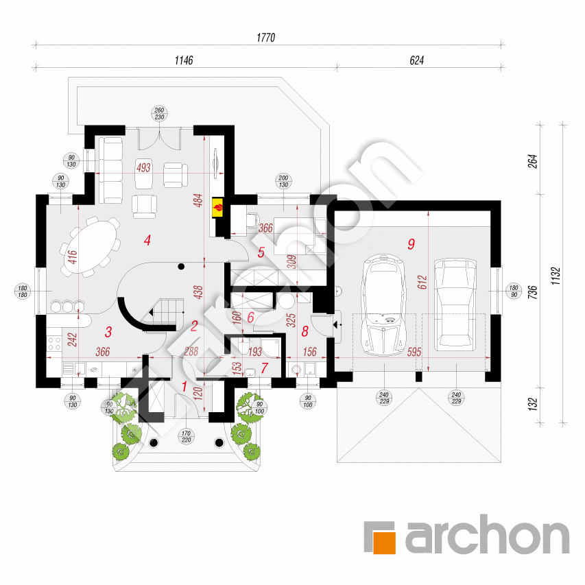 gotowy projekt Dom w lawendzie 3 (G2) rzut parteru