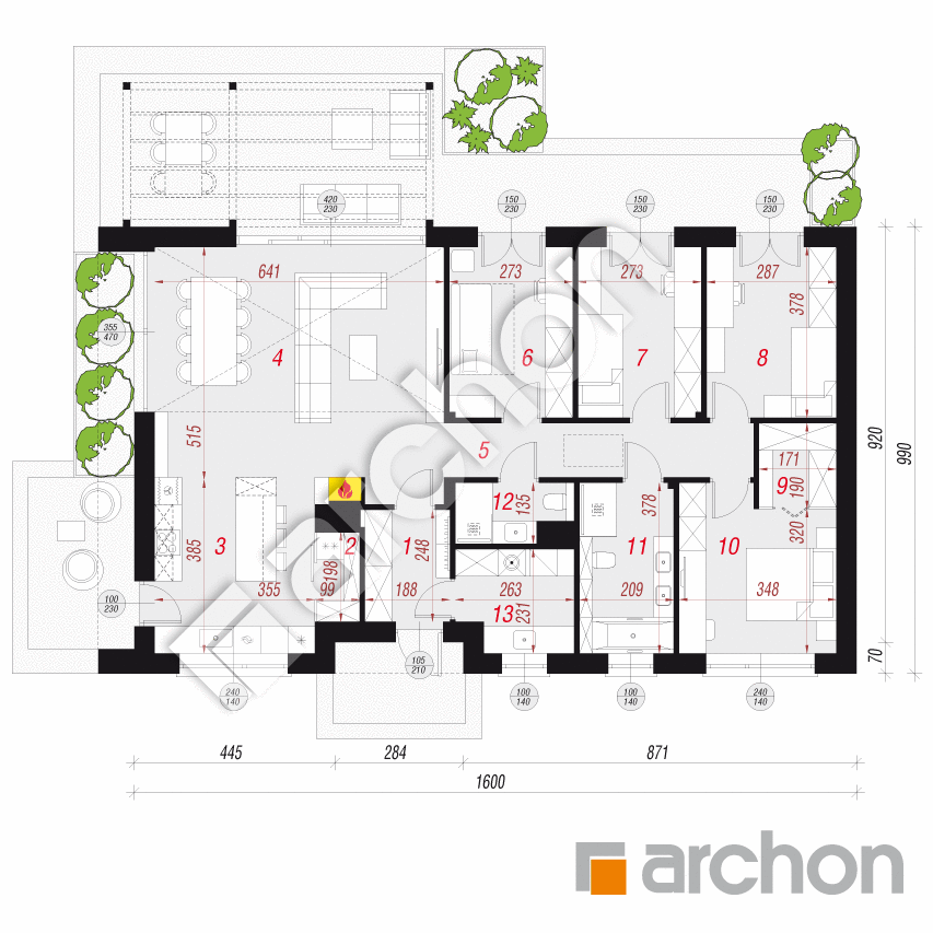 gotowy projekt Dom w skalnicach 2 rzut parteru