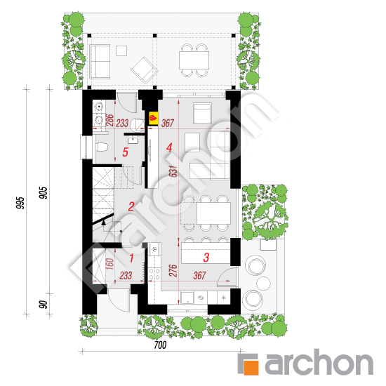 gotowy projekt Dom w stokrotkach 4 rzut parteru