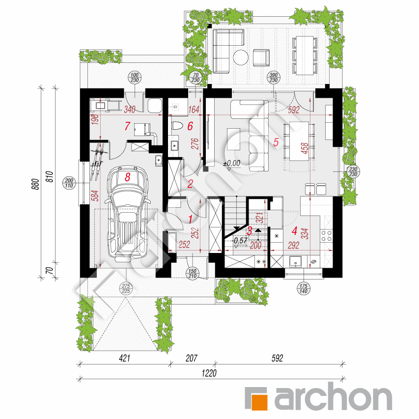 gotowy projekt Dom w malinówkach 61 (G) rzut parteru