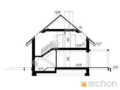 gotowy projekt Dom w malinówkach 61 (G) przekroj budynku