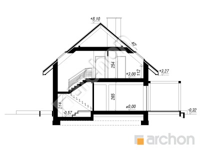 gotowy projekt Dom w malinówkach 61 (G) przekroj budynku