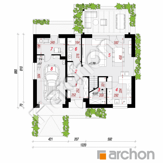 gotowy projekt Dom w malinówkach 61 (G) rzut parteru