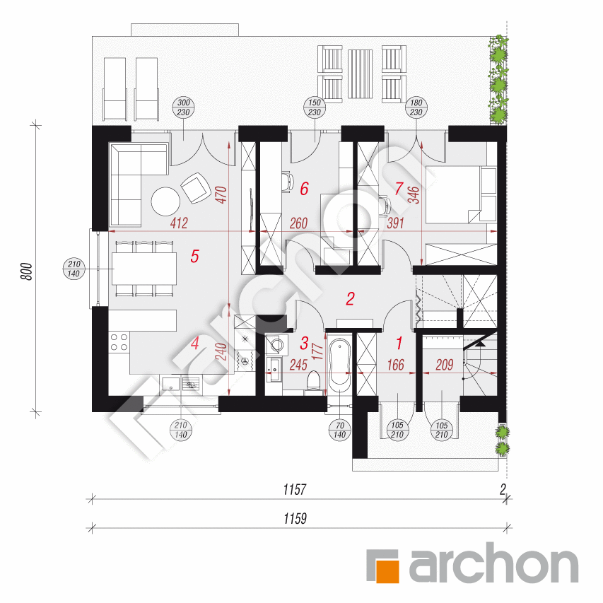 gotowy projekt Dom w halezjach 6 (R2B) rzut parteru