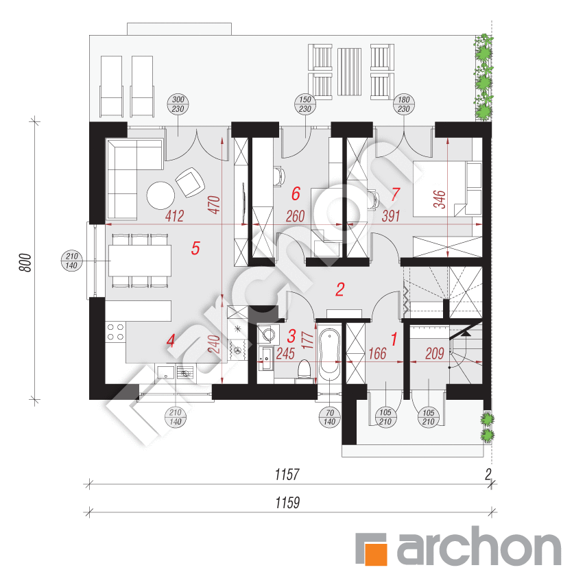 gotowy projekt Dom w halezjach 6 (R2B) rzut parteru