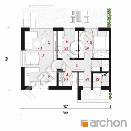 gotowy projekt Dom w halezjach 6 (R2B) rzut parteru